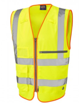 Leo Foreland Superior Waistcoat with Tablet Pocket Yellow High Visibility